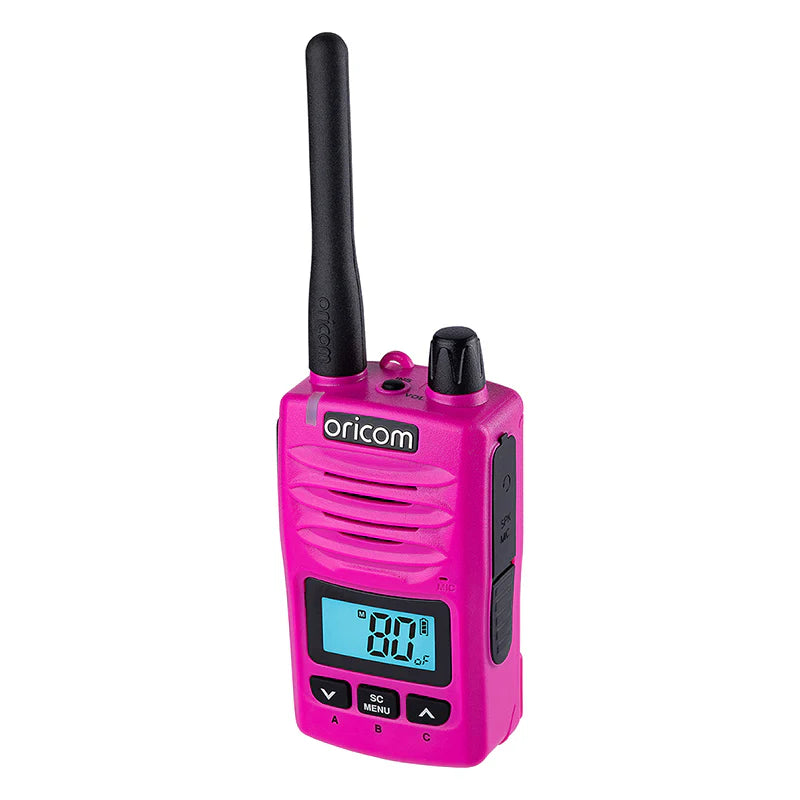 Oricom DTXTP600PNK 5 Watt IP67 Waterproof Handheld UHF CB Radio Trade Pack (Twin Pink Radios)