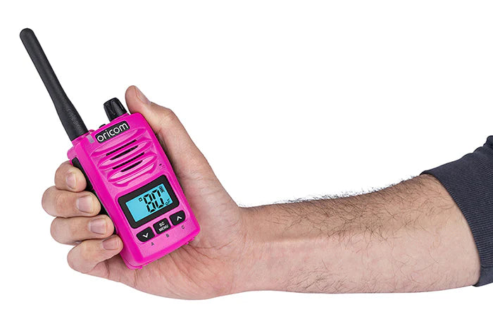 Oricom DTXTP600PNK 5 Watt IP67 Waterproof Handheld UHF CB Radio Trade Pack (Twin Pink Radios)