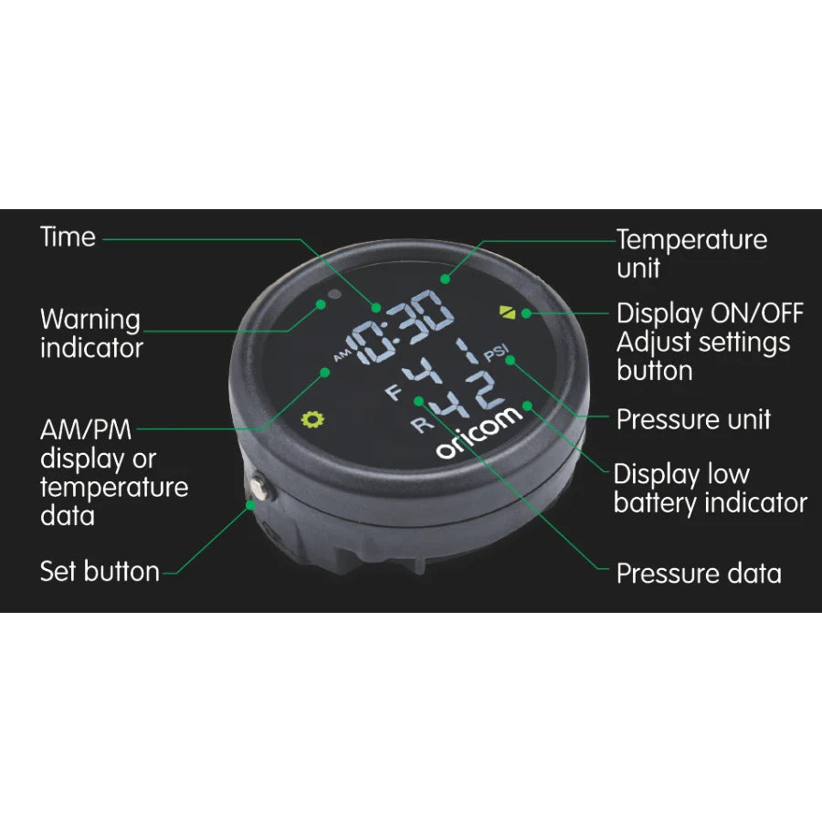 Oricom TPMC-2E Tyre Pressure Monitoring System for Motorcycles Incl. 2 External Sensors