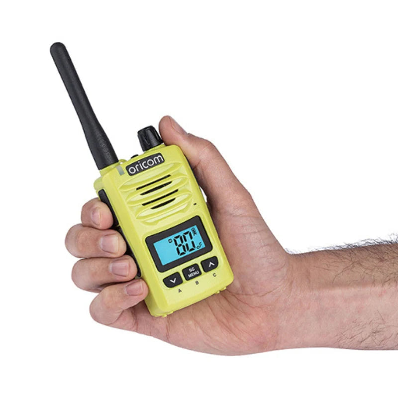 Oricom DTXTP600LME 5 Watt IP67 Waterproof Handheld UHF CB Radio Trade Pack (Twin Lime Radios)