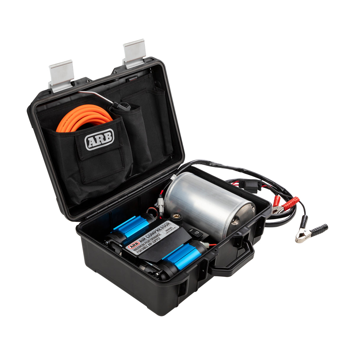 Arb Retro Compressor ARB Portable Air Compressor (Brushed) Twin with Air Tank - 12 Volt ...