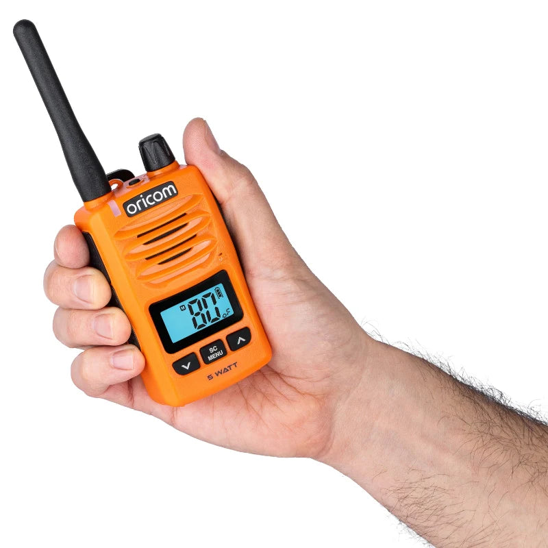 Oricom DTXTP600OR 5 Watt IP67 Waterproof Handheld UHF CB Radio Trade Pack (Twin Orange Radios)
