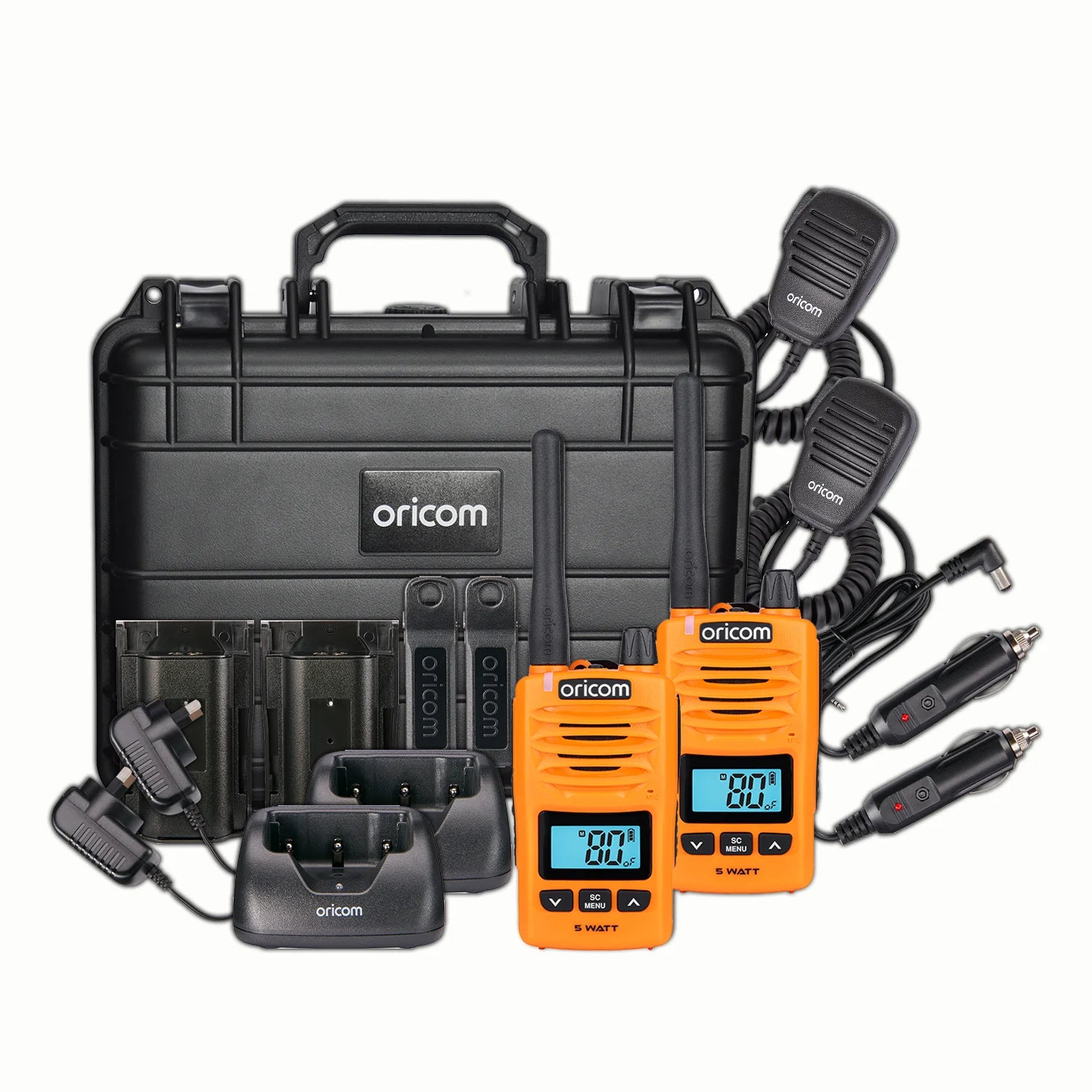 Oricom DTXTP600OR 5 Watt IP67 Waterproof Handheld UHF CB Radio Trade Pack (Twin Orange Radios)