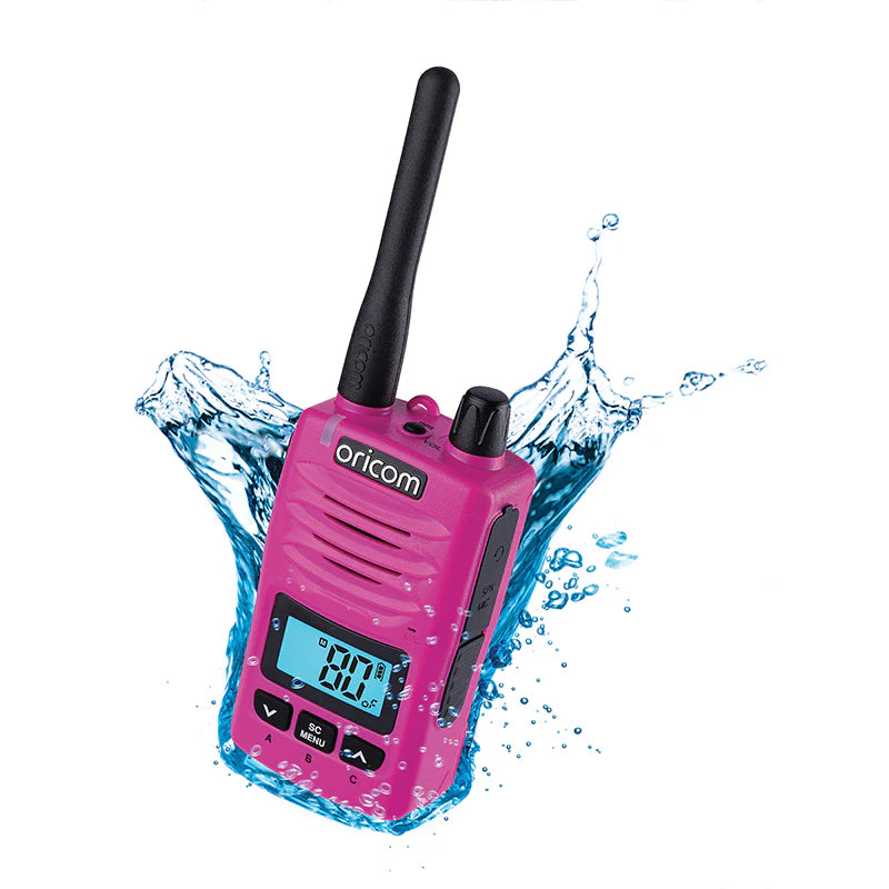Oricom DTXTP600PNK 5 Watt IP67 Waterproof Handheld UHF CB Radio Trade Pack (Twin Pink Radios)