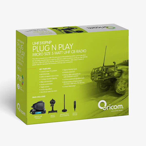 Oricom UHF310PNP Plug and Play 5 Watt UHF CB Radio Pack