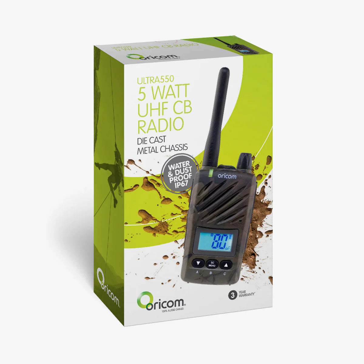 Oricom ULTRA550-1C Camo Waterproof 5 Watt Handheld UHF CB Radio