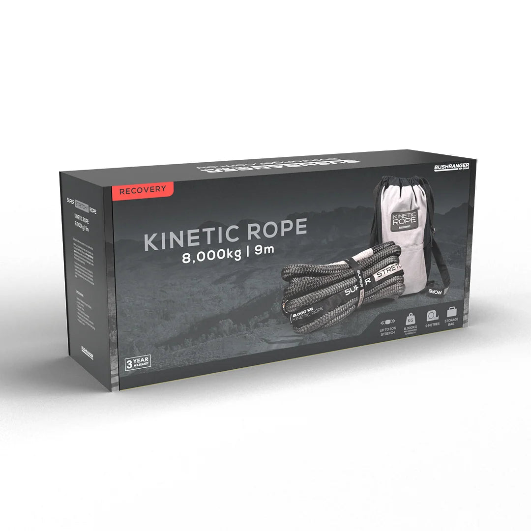 Bushranger Kenetic 9m Rope, 30% Stretch, Inc. Storage Bag Come Damper