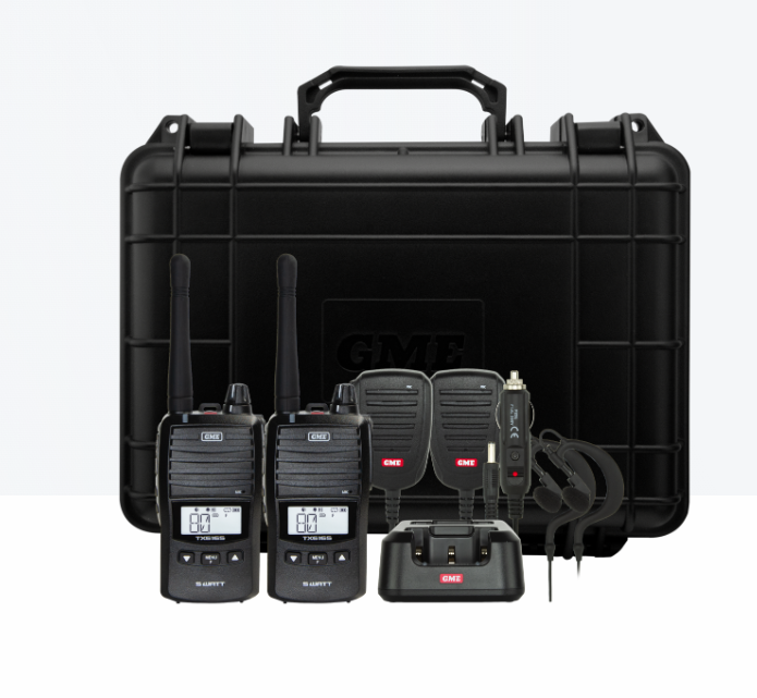 GME 5/1 Watt UHF CB Handheld Radio including Accessories - Twin Pack