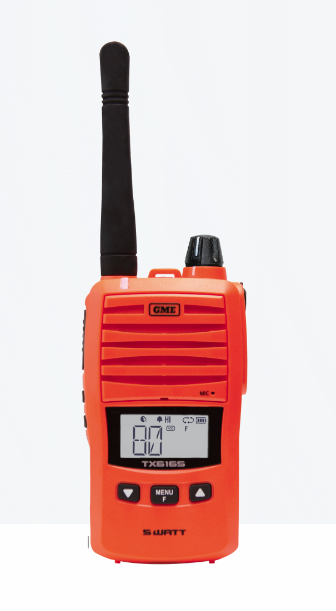 GME TX6165XO 5/1 Watt IP67 UHF CB Handheld Radio - Blaze Orange