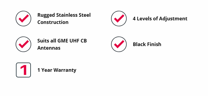 GME MB042B Fold-Down Antenna Mounting Bracket - Black