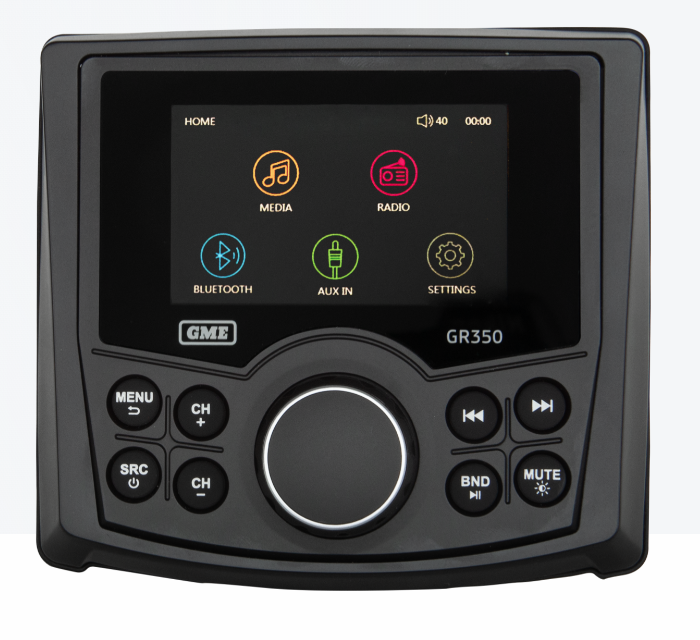 GME GR350BTB Bluetooth AM/FM Marine Stereo - Black