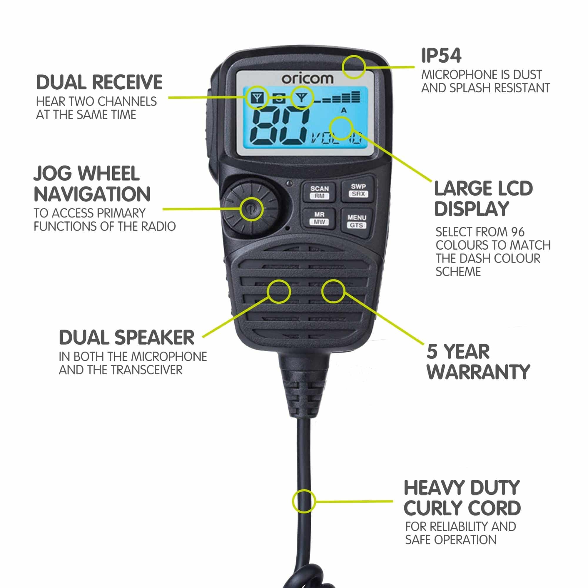 Oricom UHF350DR Dual Receive UHF CB Radio