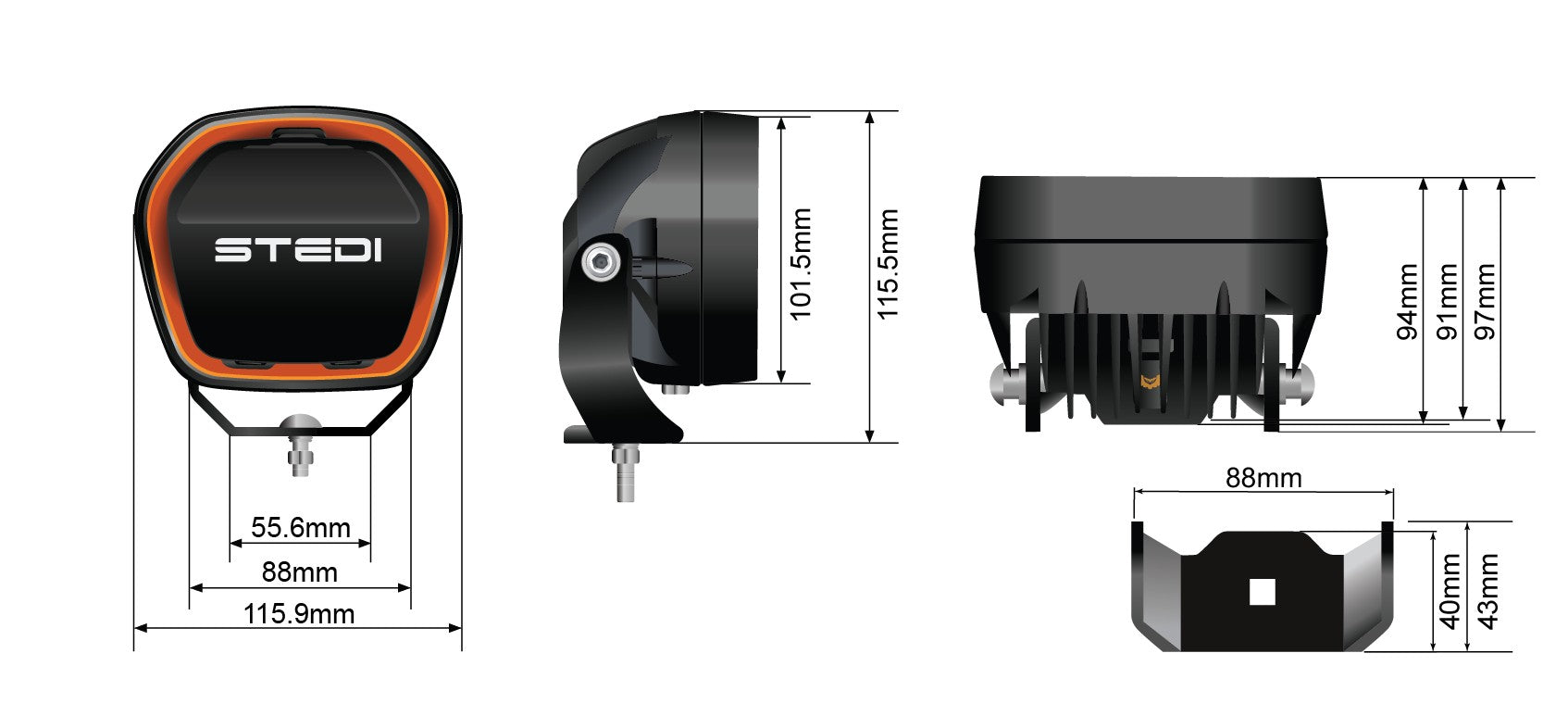 Stedi Type-X™ EVO MINI 4 Inch LED Driving Lights (Spot)